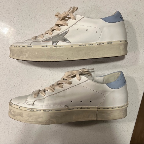Golden Goose | Hi Star with metallic leather star and powder-blue heel tab - Picture 7 of 11